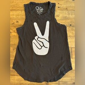 Chaser Distressed Peace Tank Size Small